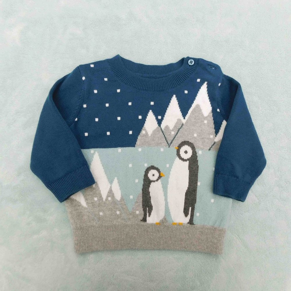 Gap 6-12m Adorable Intarsia Penguin Crewneck Sweater